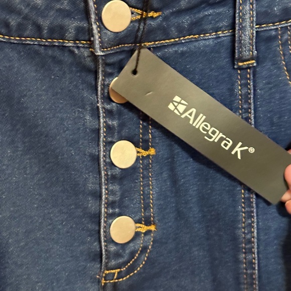 Allegra K Fishtail style Jean skirt sz medium button fly stretchy NWT - Picture 2 of 9